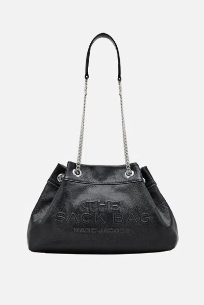 Marc Jacobs Structured Black Shoulder Bag With Drawstring Closure In Black