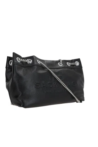 Marc Jacobs Structured Black Shoulder Bag With Drawstring Closure In Black