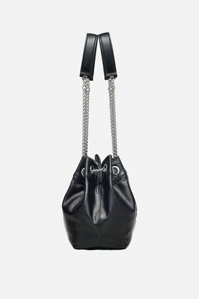 Marc Jacobs Structured Black Shoulder Bag With Drawstring Closure In Black