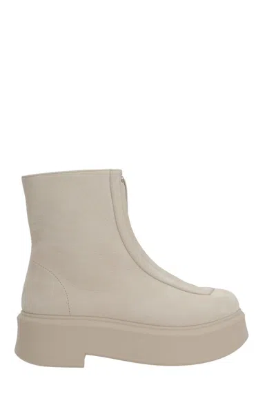 The Row Textured-nubuck Platform Ankle Boots In Gray