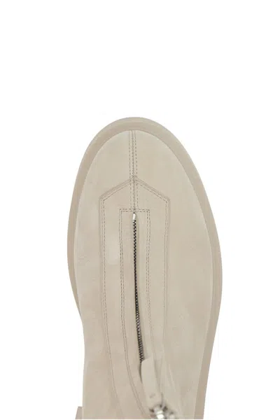 The Row Textured-nubuck Platform Ankle Boots In Gray
