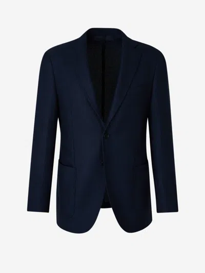Scabal® Scabal Textured Wool Blazer In Blue