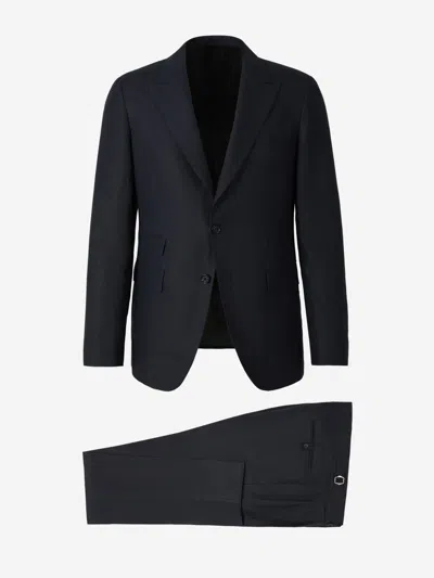 Scabal® Scabal Plain Linen Suit In Black