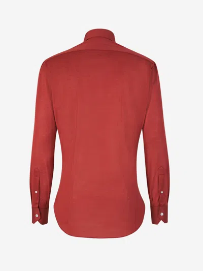 Fray Cotton Piqué Shirt In Burgundy