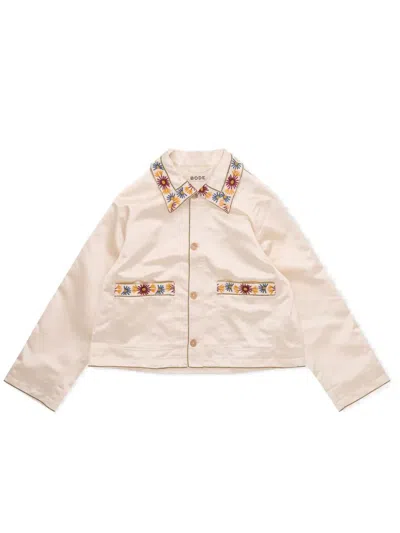 Bode Candyfloss Embroidered Satin Jacket In Pink