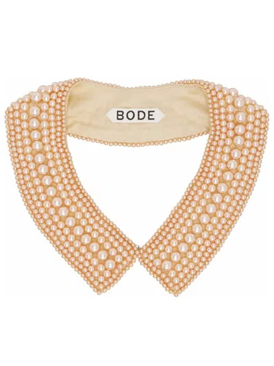 Bode Beige Pearl Collar Choker In Brown