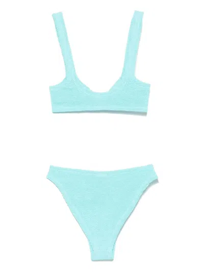 Hunza G Bonnie Bikini Beachwear In Cyan Polyamide