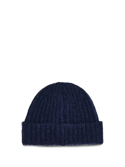 Marni Dark Blue Logo Beanie Hat In Blue