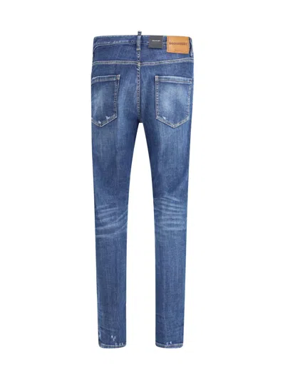 Dsquared2 Blue Jeans With Ripped Details And Logo Patch On The Rear