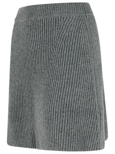 Jil Sander Wool High Waist Miniskirt In Gray