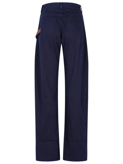 Jw Anderson Workwear Cotton Pants With Blue Twisted Leg In Blue
