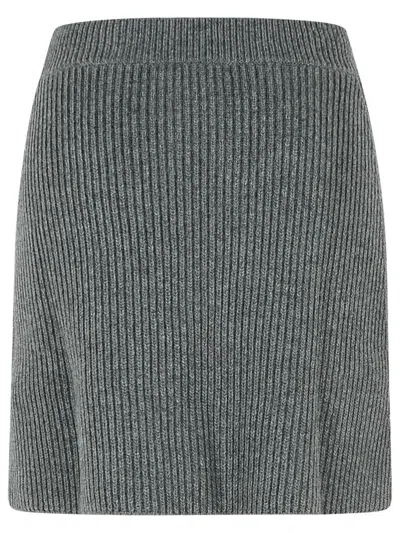 Jil Sander Wool High Waist Miniskirt In Gray