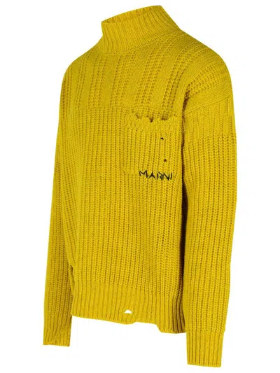 Marni Mustard Virgin Wool Turtleneck Sweater In Yellow