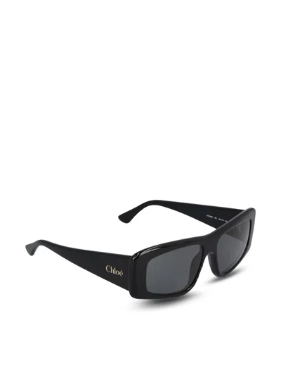 Chloé Rectangle-frame Sunglasses In Black