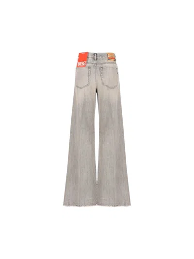 Diesel Wide-leg High-waist Denim Jeans With Five Pockets In Gray
