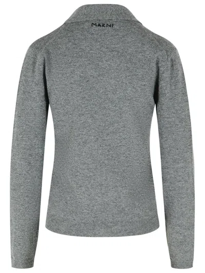 Marni Virgin Wool Cardigan With Contrasting Collar In Gray