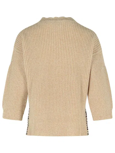 Marni Crew Neck Wool Sweater Embroidered In Neutral