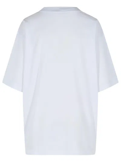 Marni White Crewneck T-shirt With Logo Lettering And Logo Print On The Front In White