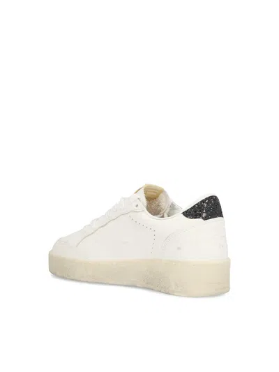 Golden Goose Women's Ball Star 2 Sneakers With Gold Glitter Star And Black Glitter Heel Tab In White