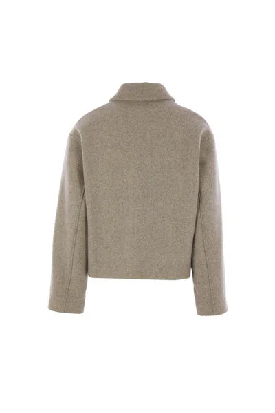 Jil Sander Wool Gabardine Padded Blouson In Gray