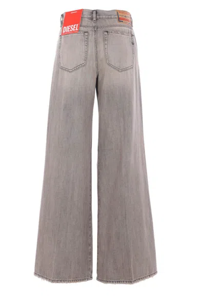 Diesel Wide-leg High-waist Denim Jeans With Five Pockets In Gray
