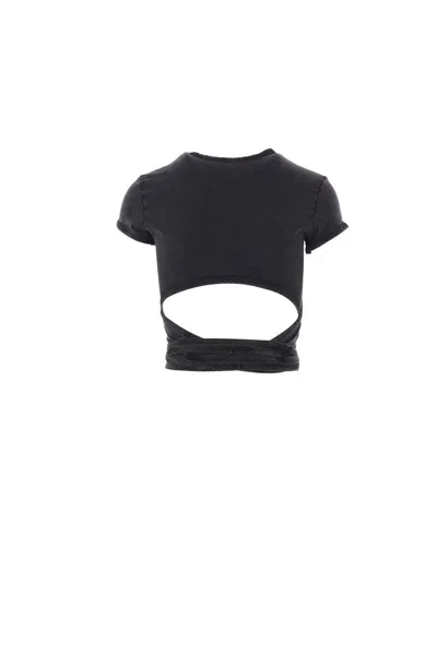 Diesel Womens 02a T-bunny-tail Wrap-around Cotton-jersey T-shirt In Black