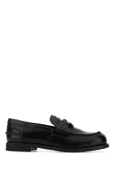 Miu Miu Suede Penny Loafers In Black