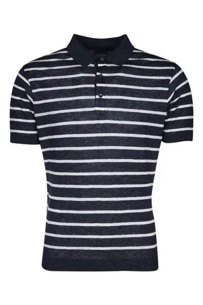 Paul & Shark Blue Short Sleeve Striped Polo