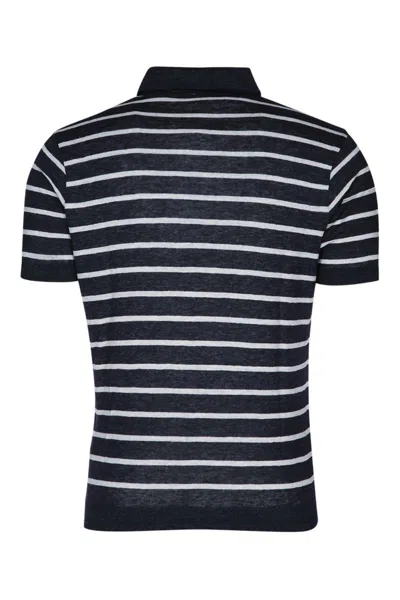 Paul & Shark Blue Short Sleeve Striped Polo