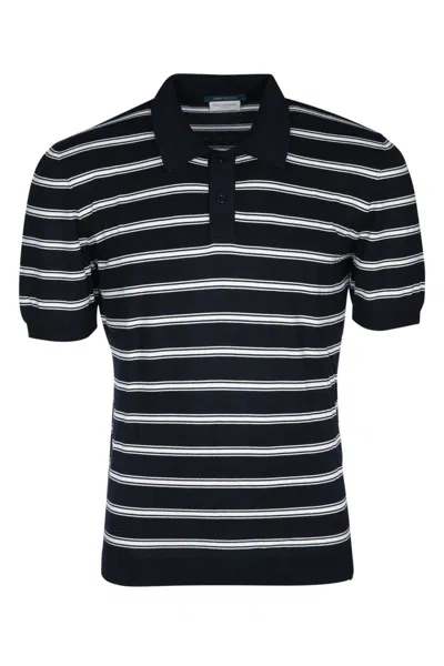Paul & Shark Black Short Sleeve Striped Polo In Black