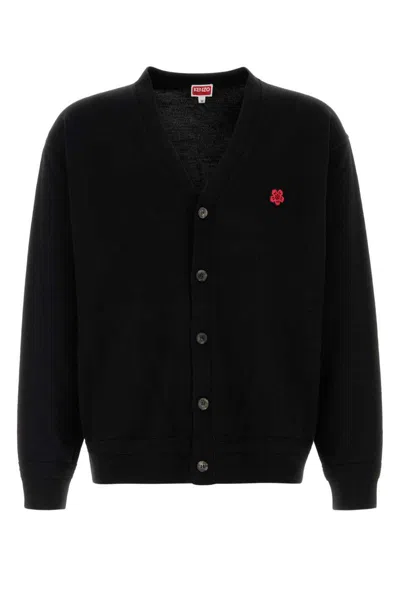 Kenzo V-neckline Cuffs And Hem In Ribbing In Black