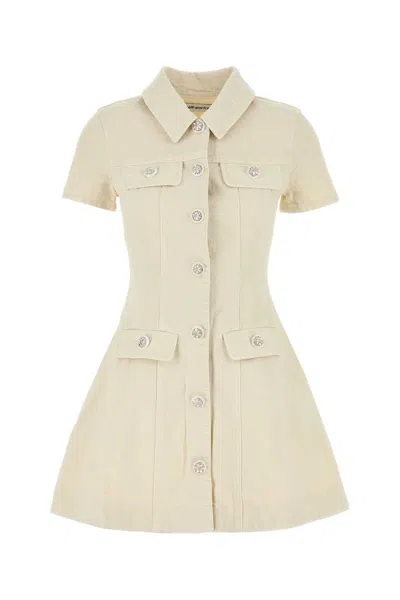 Self-portrait Structured Beige Dress With Classic Collar And Flap Pockets In Neutral