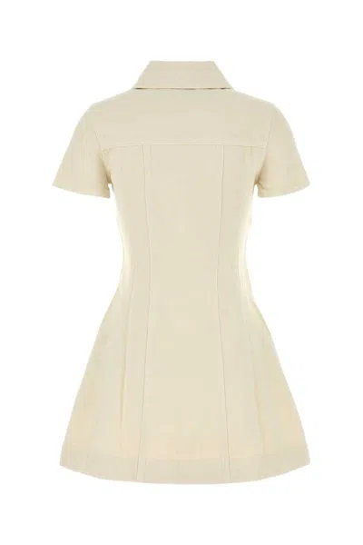 Self-portrait Structured Beige Dress With Classic Collar And Flap Pockets In Neutral