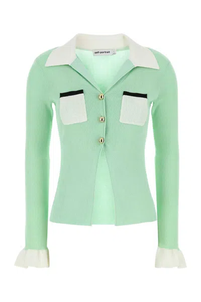 Self-portrait Self Portrait Women Green Viscose Blend Cardigan In Green