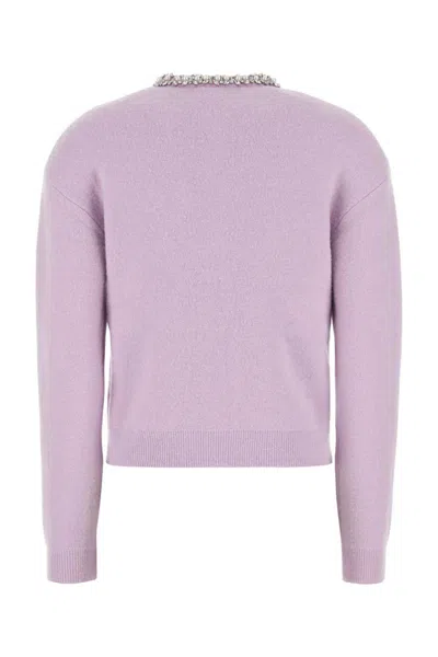 Self-portrait Lilac Crystal Trim Knit Cardigan