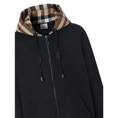 Burberry Check Detailed Zipped Drawstring Hoodie