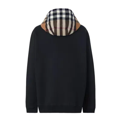 Burberry Check Detailed Zipped Drawstring Hoodie