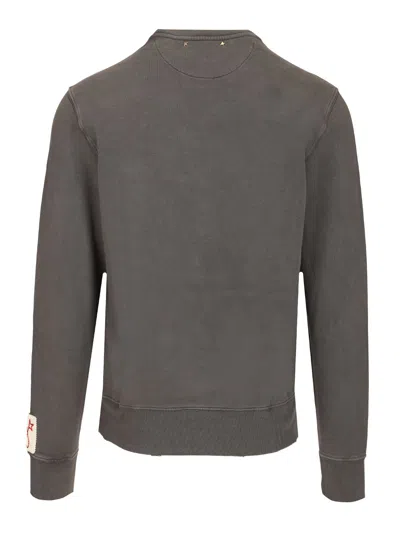 Golden Goose Golden M S Regular Sweatshirt Distressed Cotton Jersey With Logo Clothing In Gray