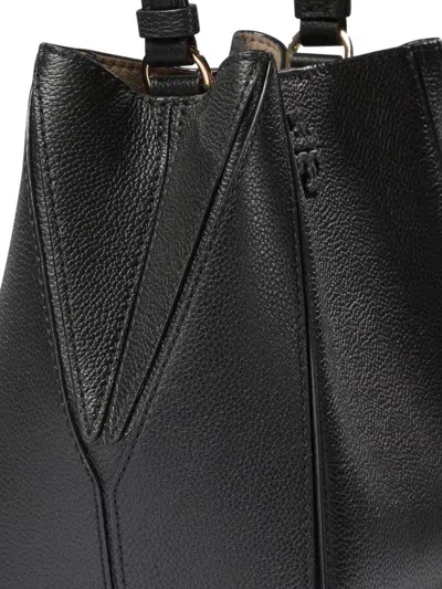 Tory Burch Mcgraw Small Leather Bucket Bag In Black