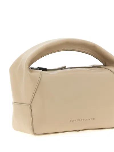 Brunello Cucinelli Samll Duo Curved-handle Leather Tote Bag