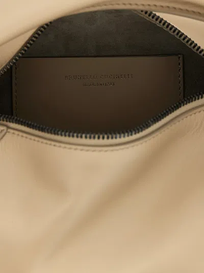 Brunello Cucinelli Samll Duo Curved-handle Leather Tote Bag