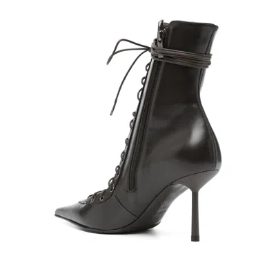 Le Silla Colette 80 Leather Lace-up Boots In Black