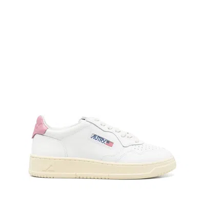 Autry Low Top Leather Sneakers With Pink Detail