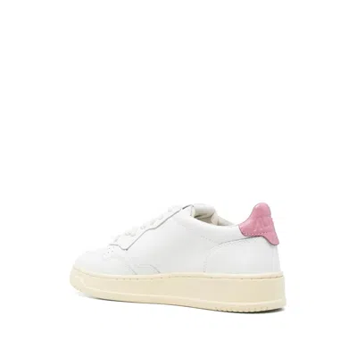 Autry Low Top Leather Sneakers With Pink Detail