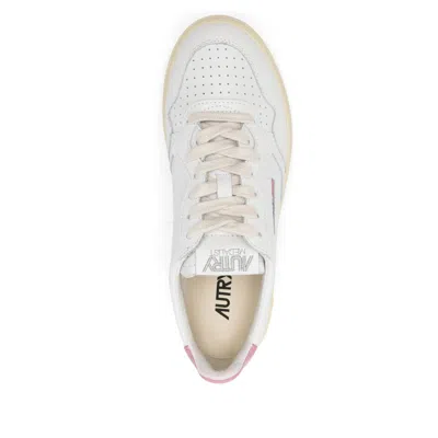 Autry Low Top Leather Sneakers With Pink Detail
