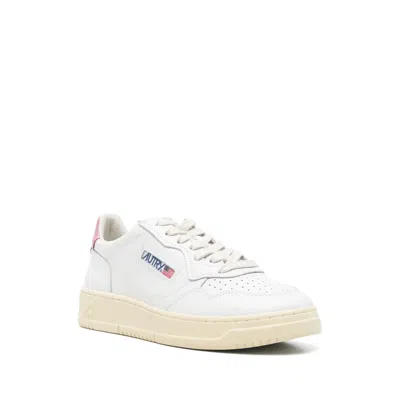Autry Low Top Leather Sneakers With Pink Detail