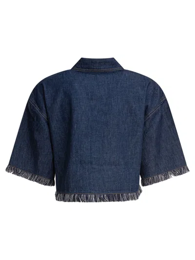Zimmermann Rhiannon Fringe Denim Shirt Shirts Blue
