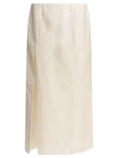 Loulou De Saison Carmen Gathered Maxi Cotton-silk Skirt In White