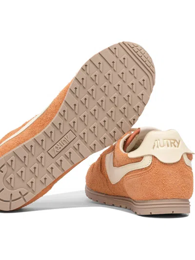 Autry Warm Orange Suede And Leather Sneakers