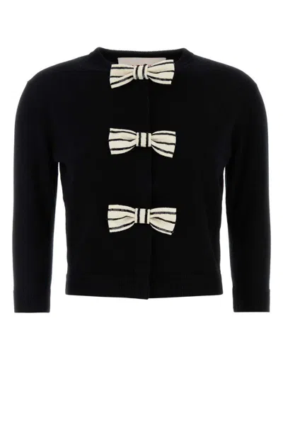 Valentino Garavani Women Black Wool Cardigan